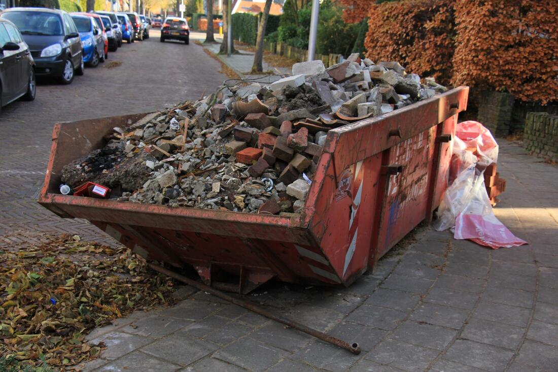 construction debris removal in progress